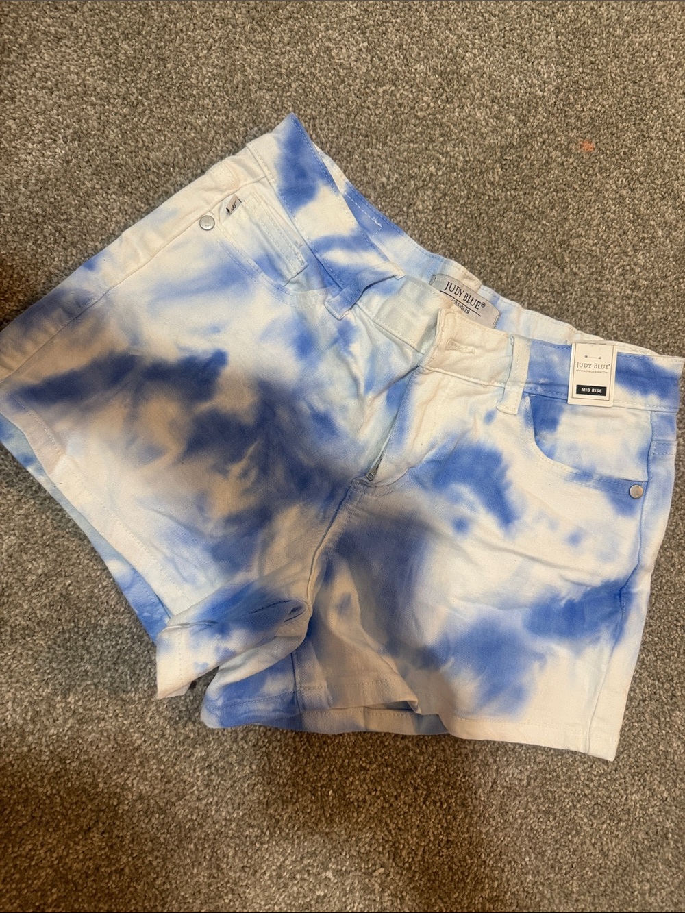 Judy Blue White & Blue Tie-Dye High-Rise Denim Shorts